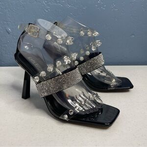 Cape Robbin the Foxie Clear bejeweled heel size 8 square toe adjustable buckle